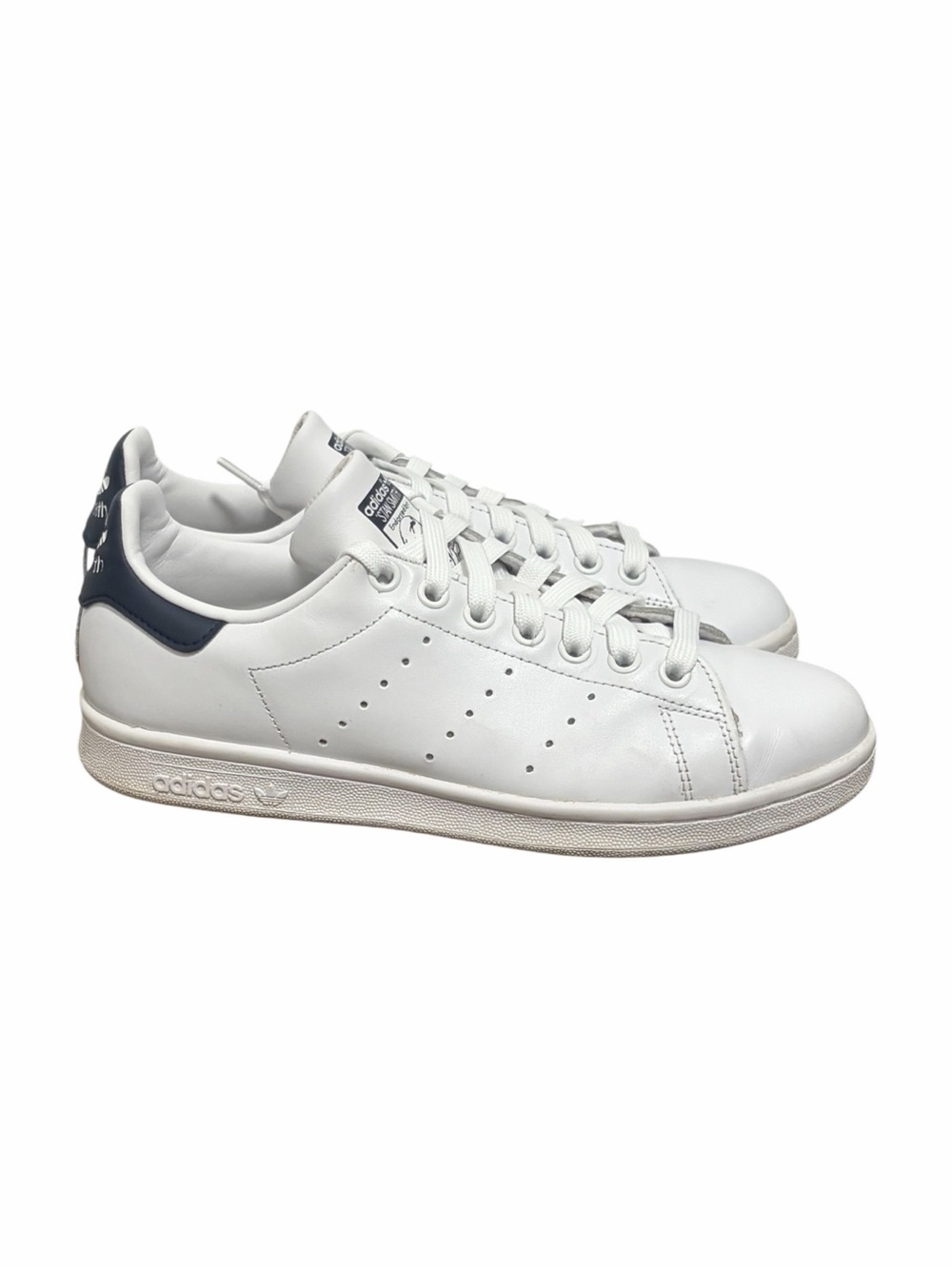 Adidas Stan Smith White & Navy Blue Unisex Tennis Shoes Sneakers - 8.5